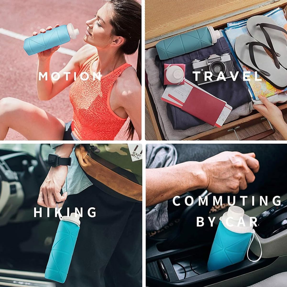 Collapsible silicone water bottle 600ml product view 7
