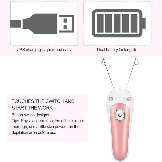 Electric facial threading hair removal device product view 3