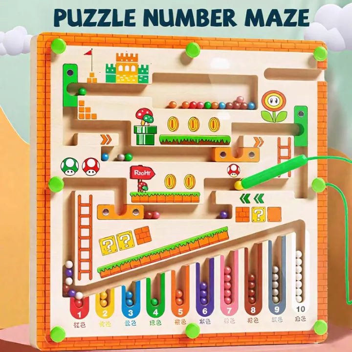 Magnetic maze toy wooden ball game product view 1