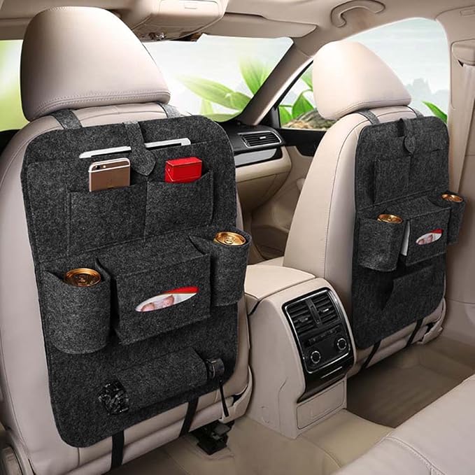 Car seat organizer with tablet holder product view 1