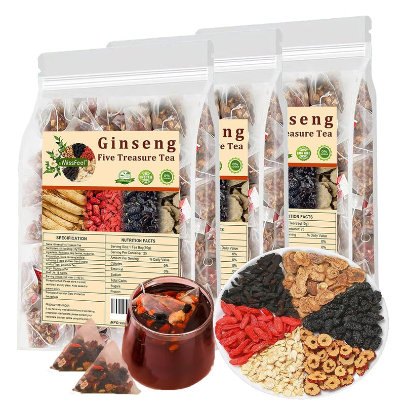Ginseng Five Treasure Tea 25 tea bags product view 1