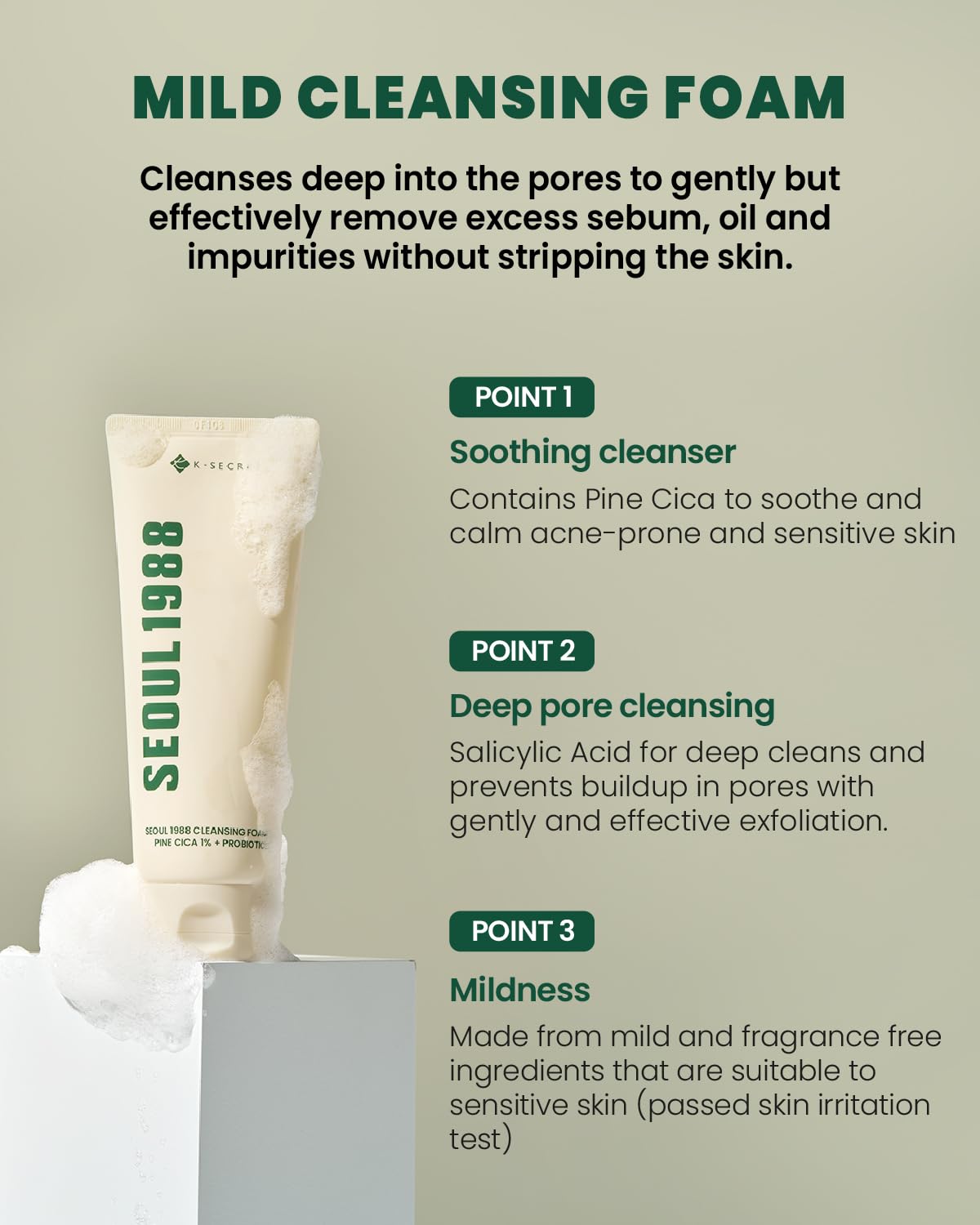 Seoul 1988 Pine Cica cleansing foam product view 2