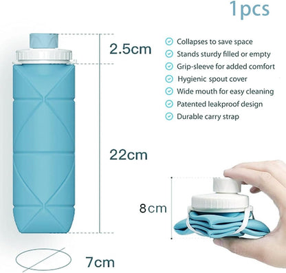 Collapsible silicone water bottle 600ml product view 2