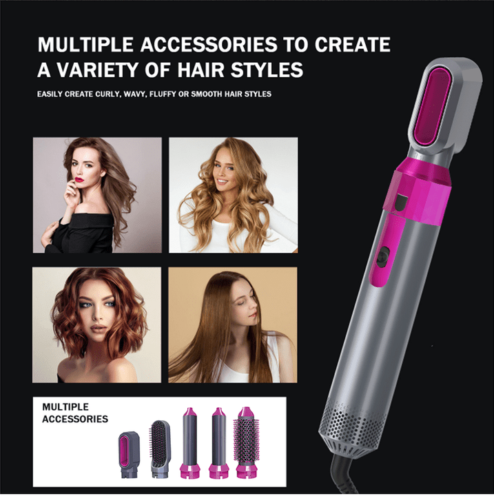 5-in-1 hot air brush ceramic hair styler product view 3