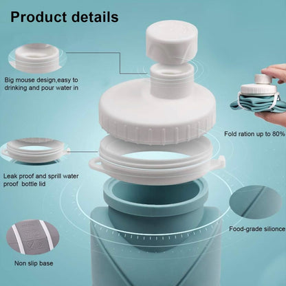 Collapsible silicone water bottle 600ml product view 3