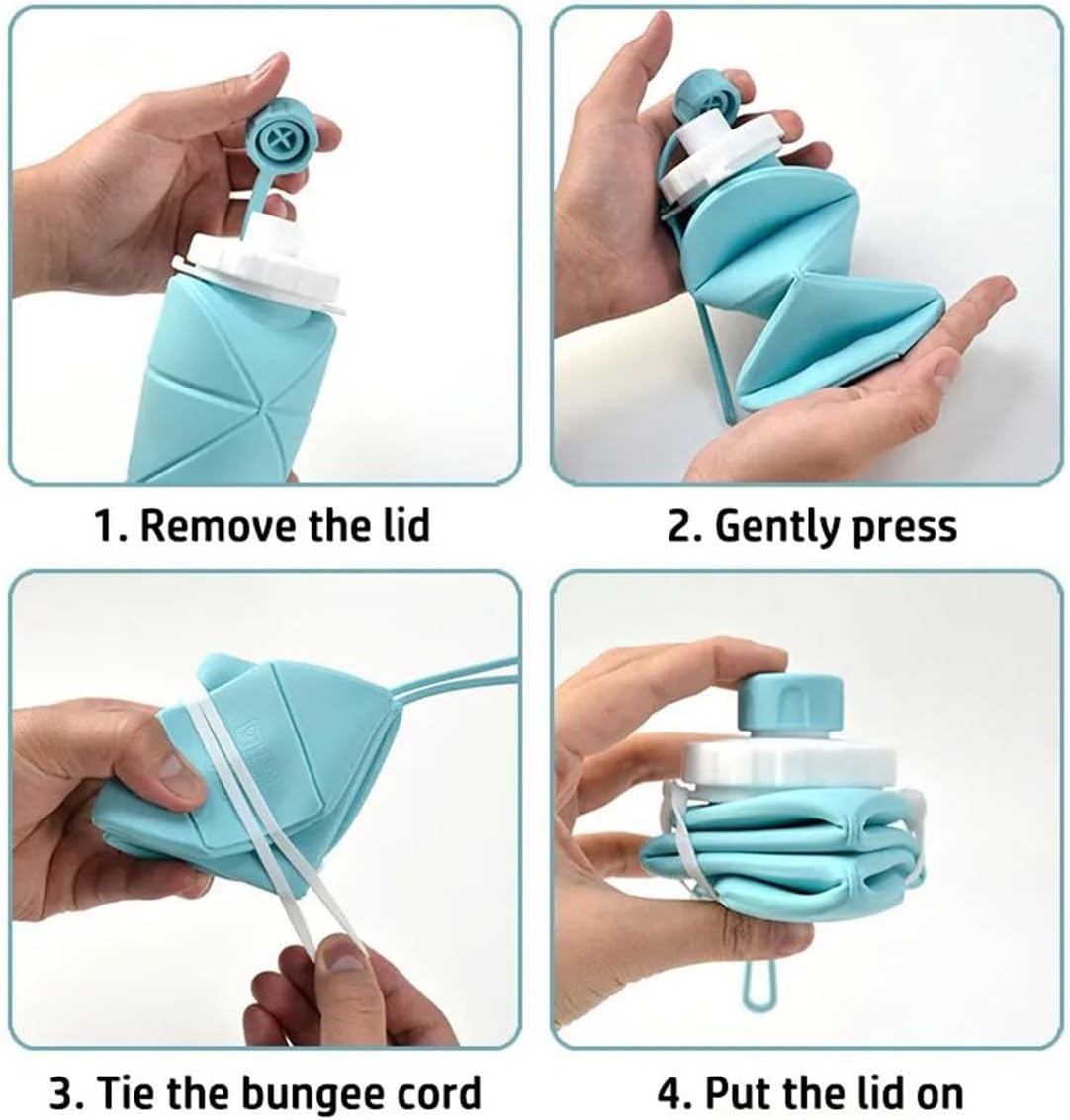 Collapsible silicone water bottle 600ml product view 5