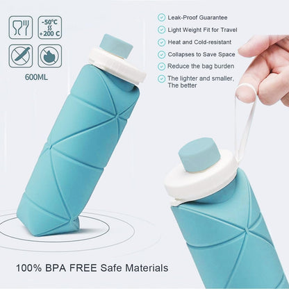 Collapsible silicone water bottle 600ml product view 6