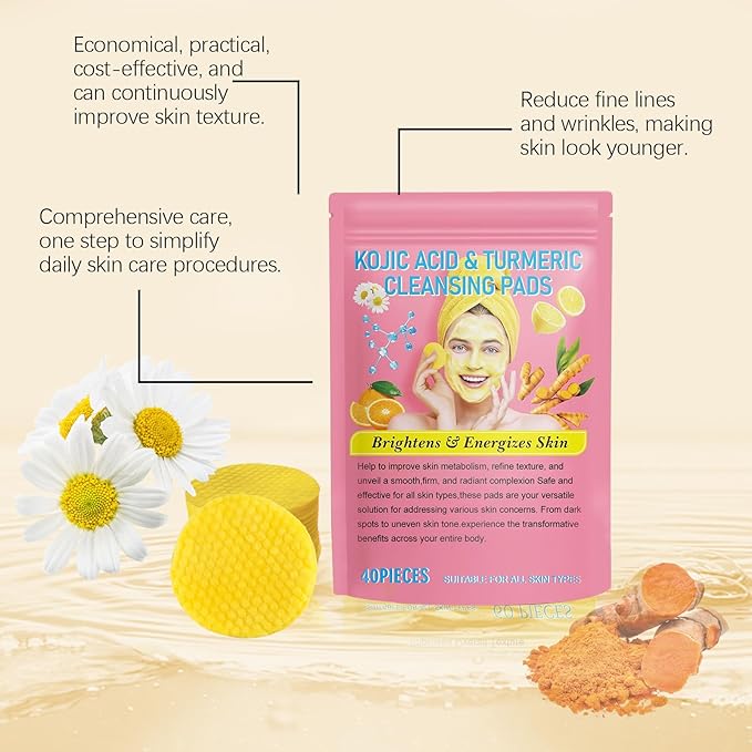 Kojic acid and turmeric cleansing pads 40 pack product view 8