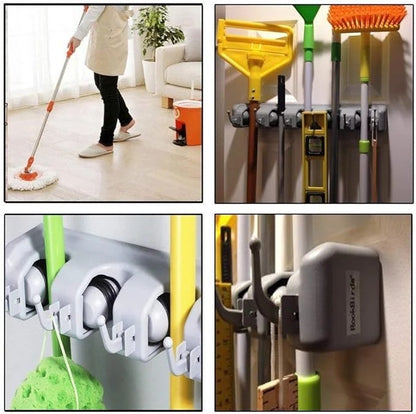 Wall-Mounted Broom & Mop Organizer
