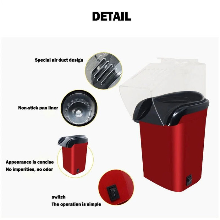 Home popcorn machine for snack preparation
